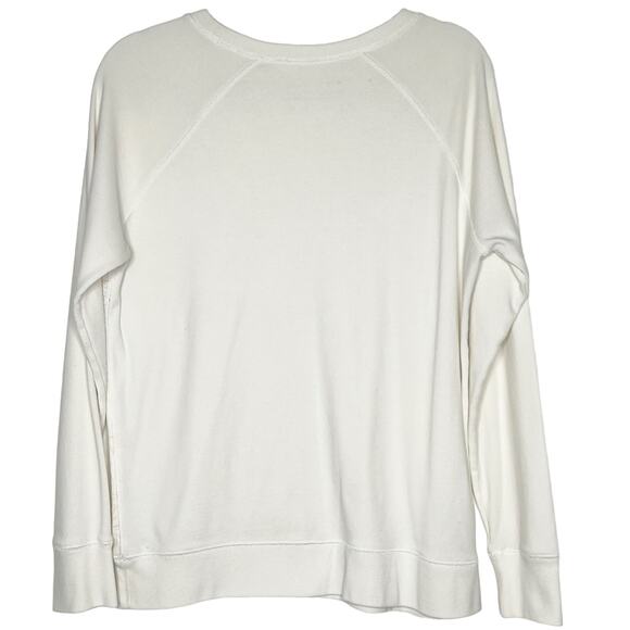 EDDIE BAUER Monstera Leaf Print Sweatshirt Scoop Neck Classic Fit Ivory Size L - Picture 2 of 8